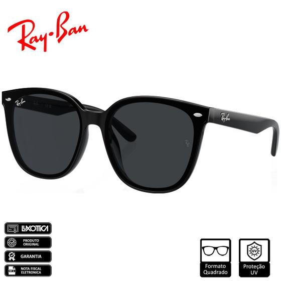 Imagem de Óculos de Sol Ray-Ban Original RB4423 Preto Polido Cinza Escuro Clássico - RB4423D 601/87 66-15