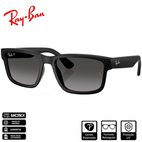 Imagem de Óculos de Sol Ray-Ban Original RB4438L Preto Fosco Cinza Degradê Polarizado - RB4438L 6069T3 58-19