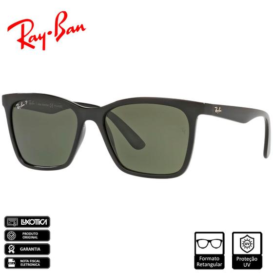 Imagem de Óculos de Sol Ray-Ban RB4372 Polido Preto Verde Classic  RB4372L 6019A 56