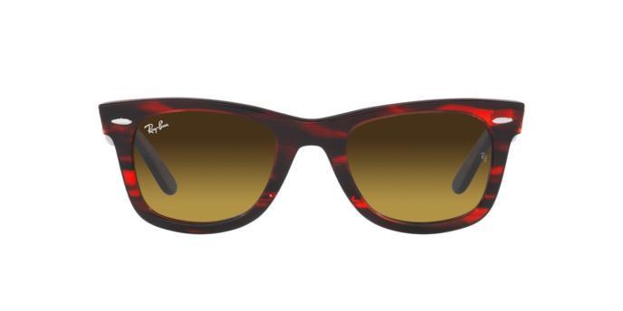 Imagem de Óculos de Sol Ray-Ban Wayfarer RB2140 136285 Vermelho Striped Lente Marrom Degradê Tam 50