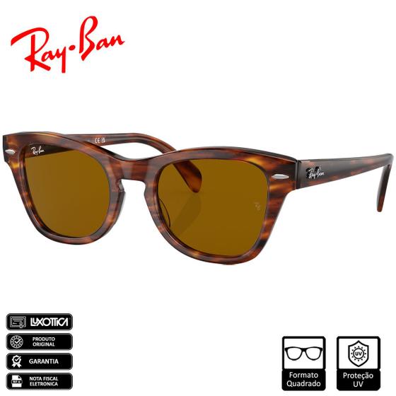 Imagem de Óculos de Sol Ray-BanOriginal RB0707S Havana Listrado Polido Marrom Clássico - RB0707S 954/33 53-21