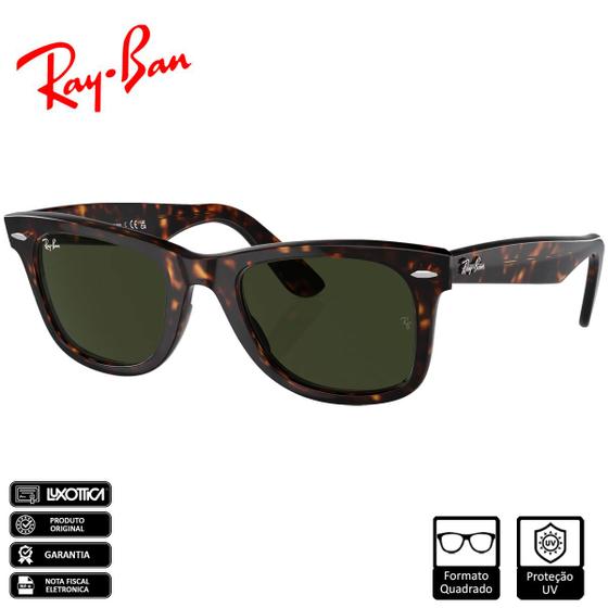 Imagem de Oculos de Sol RayBan Wayfare Classic Polido Tartaruga Verde Classico G15 RB2140 902 50 22