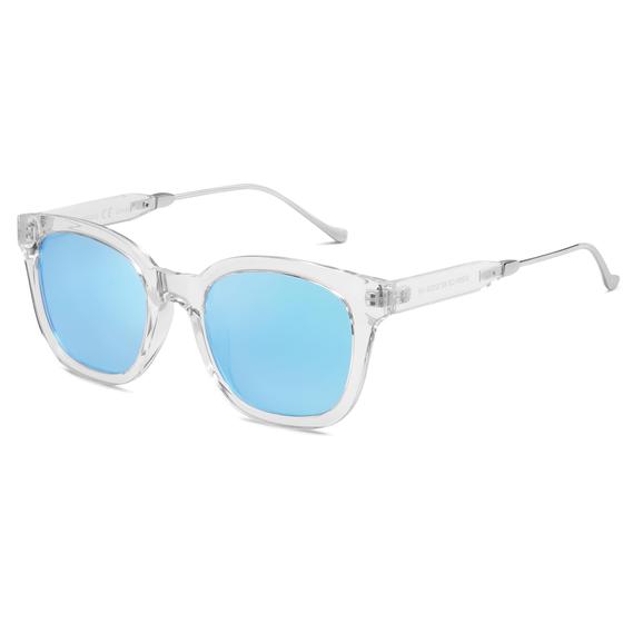 Imagem de Óculos de Sol SOJOS Classic Square Polarizados UV400 - Lentes Transparentes/Azuis