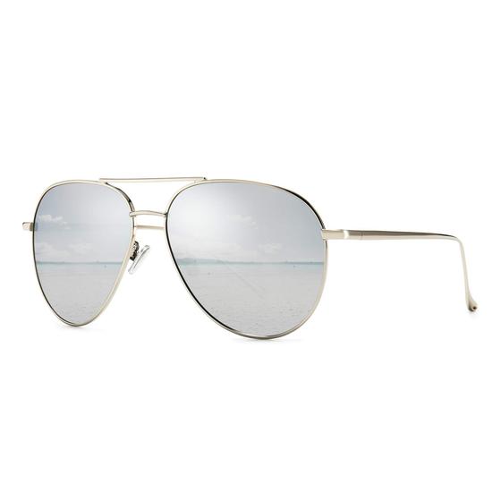 Imagem de Óculos de sol SUNGAIT Aviator Oversized Silver para mulheres