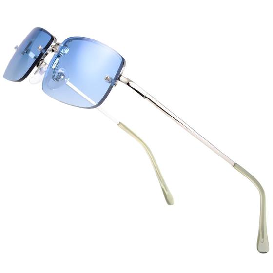 Imagem de Óculos de Sol The Fresh Minimalist 204 - Prata com Lentes Degradê Azul