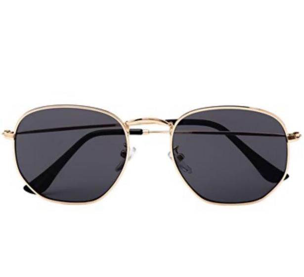 Imagem de Óculos De Sol Uva Hexagonal Preto Com Dourado