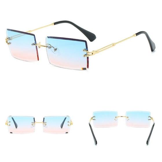 Imagem de Óculos de sol Wokex Retangle Gold Frame Blue Pink Glass UV400