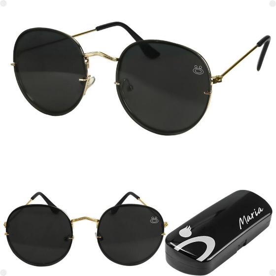 Imagem de Oculos Feminino Casual Preto Aço Inoxidavel Praia + Case