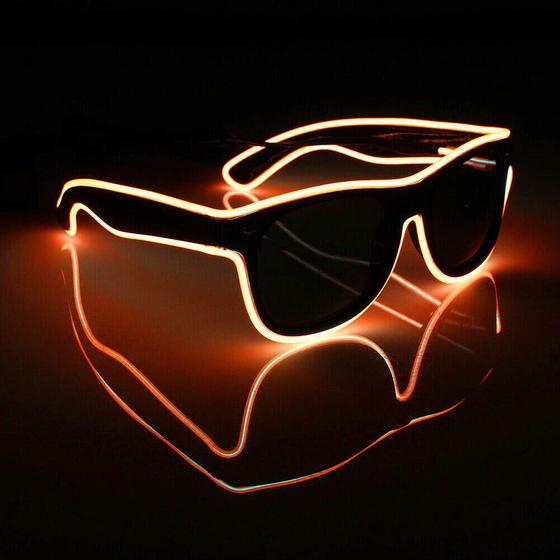 Imagem de Oculos Led Neon Lente Clara Rave Balada Festa Casamento Com controle liga/Desliga