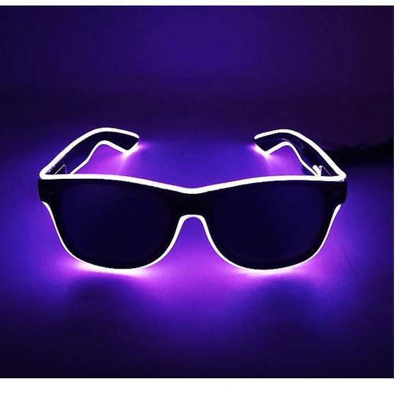Imagem de Oculos Led Neon Lente Clara Rave Balada Festa Casamento Com controle liga/Desliga