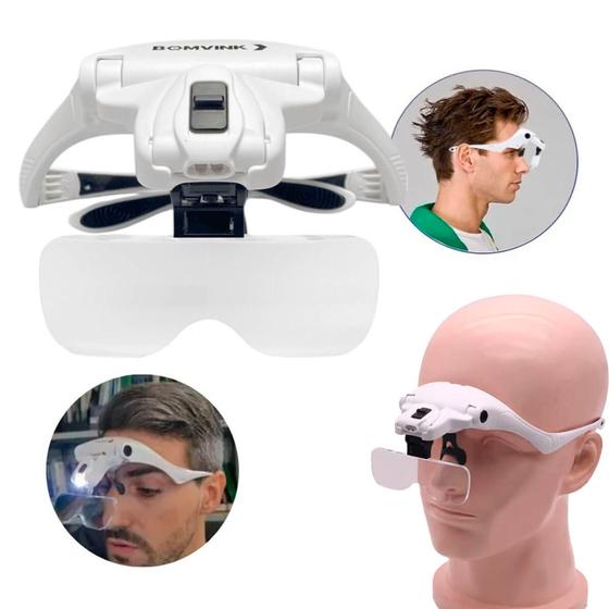 Imagem de Óculos Lupa com LED 5 Lentes Ajustáveis Ideal para Joalheria e Leitura - Bomvink