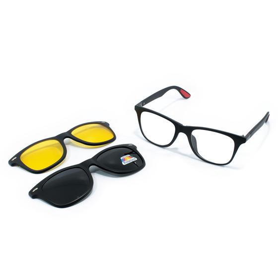 Óculos Masculino Armação Quadrada Clip On 3 Em 1 2 Lentes Polarizadas Envio Imediato Acompanha Case Menor preço em Óculos Masculino Armação Quadrada Clip On 3 Em 1 2 Lentes Polarizadas Envio Imediato Acompanha Case