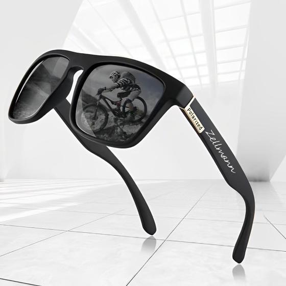 Imagem de Óculos Masculino De Sol Polarizado Moderno Quadrado Preto com Proteção UV400 - Zellmann