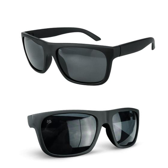 Imagem de oculos masculino preto proteção uv emborrachado verao praia exclusivo presente Lente preta estiloso