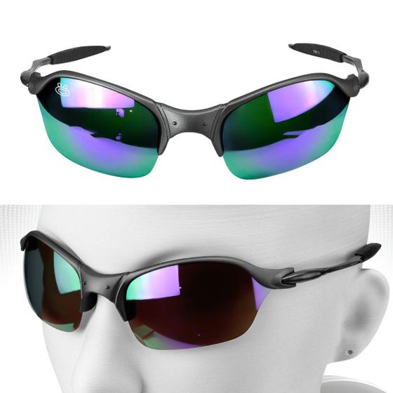 Imagem de Oculos metal mandrake lupa juliet proteção uv sol + case lente espelhada aste metal presente