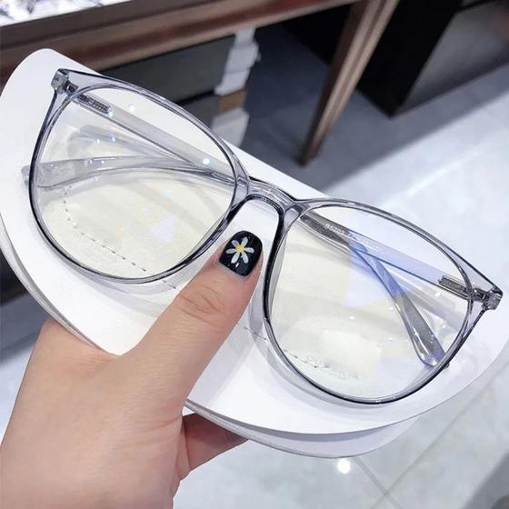Imagem de Óculos Moda Fashion Anti Luz Azul Com Proteção UV Estilo Oval Clássico Com Variações Transparente