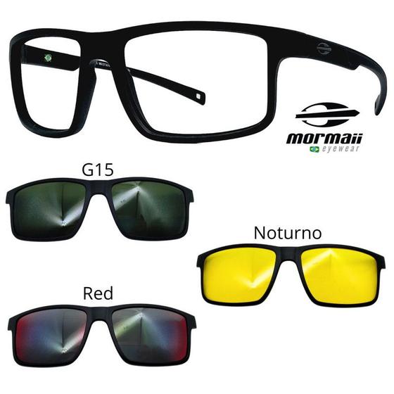 Imagem de Oculos Mormaii Swap 5 6127 A14 Preto Fosco Com 3 Clipons