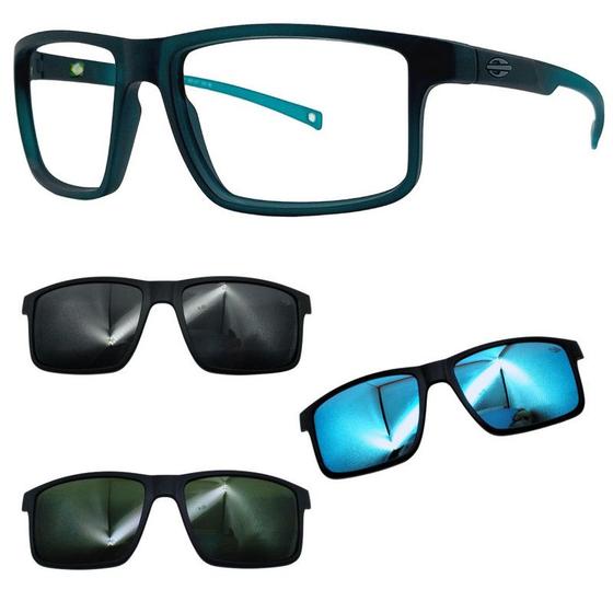 Imagem de Oculos Mormaii Swap 5 6127 K04 Verde Fosco Com 3 Clipons
