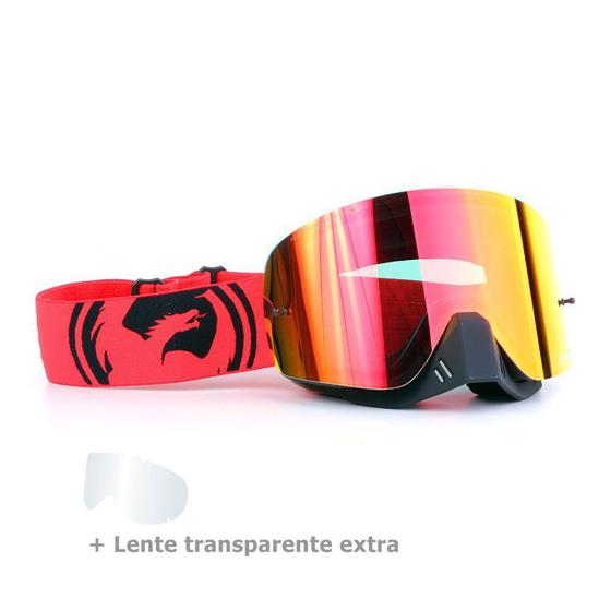 Imagem de Óculos Motocross Dragon NFX Split Vermelho - Lente Vermelha Espelhada + Lente Transparente