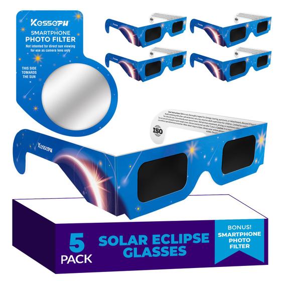 Imagem de Óculos para Eclipse Solar 2024 Kesjoseph (5 Unidades) - Certificação CE e ISO