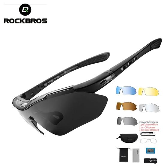 Imagem de Óculos Rockbros para ciclismo ciclista bike Mtb speed polarizado com cinco lentes