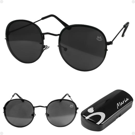 Imagem de oculos sol feminino aço inoxidavel preto casual praia + case casual verão presente original moda