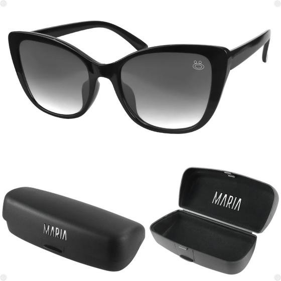 Imagem de Oculos sol feminino gatinho proteção uv case praia vintage estiloso preto qualidade premium acetato