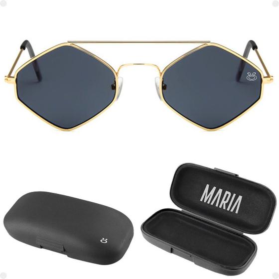 Imagem de Oculos Sol Feminino Losango Aço Metal Proteção Uv + Case