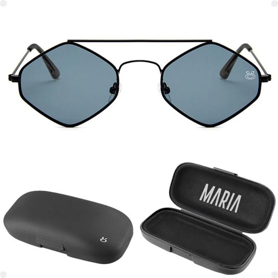 Imagem de oculos sol feminino losango marrom metal proteção uv + case maria banhado proteção uv presente moda