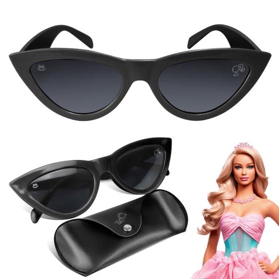 Imagem de Oculos Sol Infantil Barbie Gatinho Criança Vintage + Case preto qualidade premium presente acetato