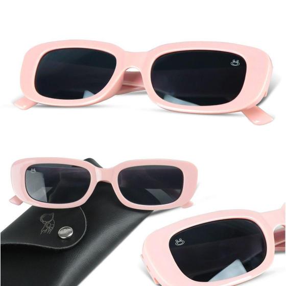 Imagem de Oculos Sol Infantil Retro Rosa + Case Proteção Uv Qualidade