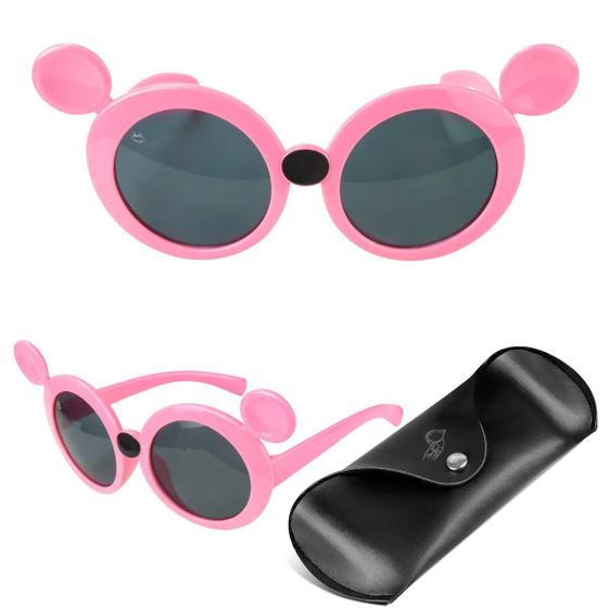 Imagem de oculos sol infantil rosa minnie protecao uv menina + case verão praia qualidade premium presente