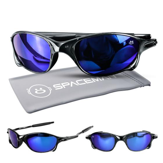 Imagem de Oculos sol masculino acetato proteção uv lupa praia + case original lente azul espelhada moda casual