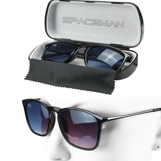 Imagem de oculos sol masculino protecao uv quadrado aço inox case estiloso lente preta presente moda masculina