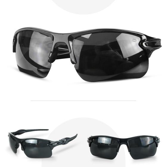 Imagem de oculos sol preto esportivo proteção uv ciclismo masculino presente original armação preta