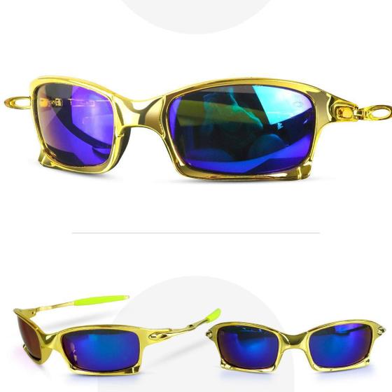 Imagem de Oculos Sol Proteção Uv Dourado Metal Lupa Gold Verão Praia
