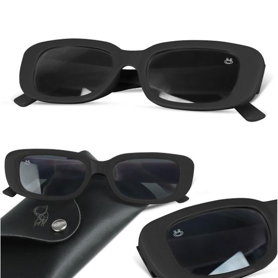 Imagem de oculos sol protecao uv infantil retro preto + case menina