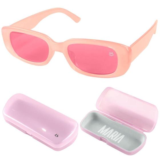 Imagem de Oculos Sol Proteção Uv Vintage Social Praia Feminino + Case