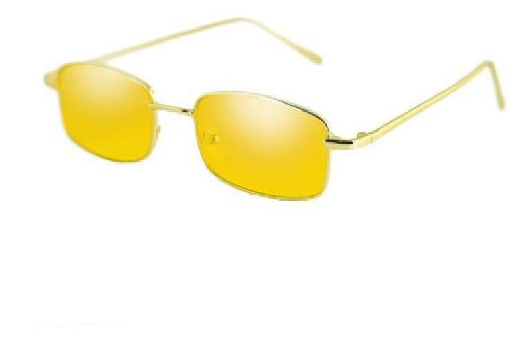 Imagem de Óculos Sol Quadrado Pequeno Geek Retro Dourado Amarelo