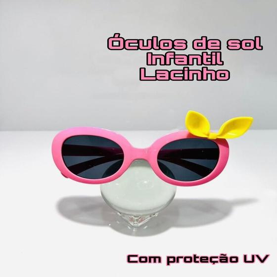 Imagem de Óculos Solar Infantil Rosa com Lacinho Meninas Crianças Fashion Moda Blogueiras Proteção UV