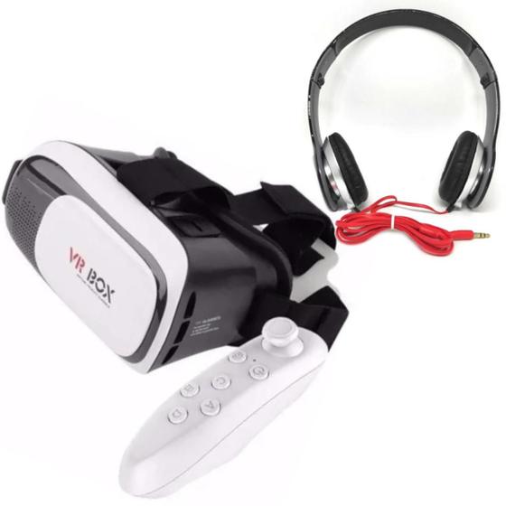 Imagem de Óculos Vr 3d + Controle Bluetooth + Fone De Ouvido