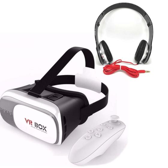 Imagem de Óculos Vr 3D + Controle Bluetooth + Fone De Ouvido