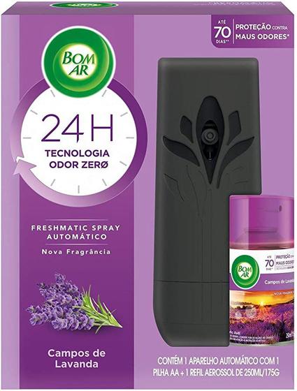 Imagem de Odorizador Bom Ar Freshmatic Spray Automático Aparelho + Refil Lavanda 250ml