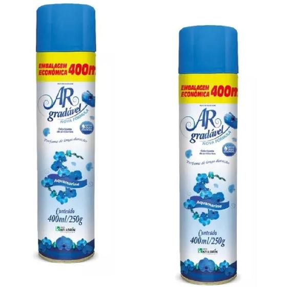 Imagem de Odorizador De Ambientes Aquamarine Ar Gradável Kit 2 de 400ml
