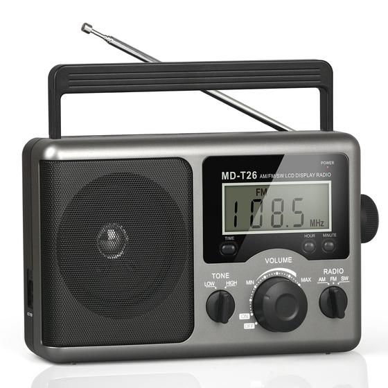 Imagem de Oferta de rádio AM FM de ondas curtas portátil com display LCD