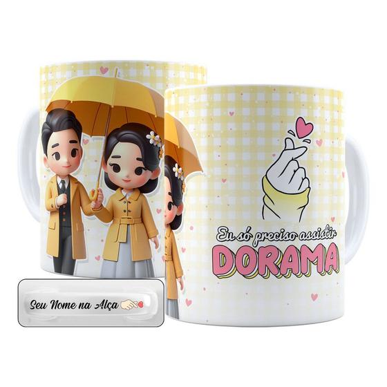 Imagem de Oferta Imperdível Caneca Personalizada Menos Terapia + Dorama + Nome Na Alça Porcelana 325 Ml