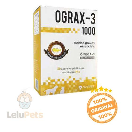 Ograx 3 1000mg Avert 30 Cápsulas Ômega 3 para Cachorro Gato Menor preço em Ograx 3 1000mg Avert 30 Cápsulas Ômega 3 para Cachorro Gato