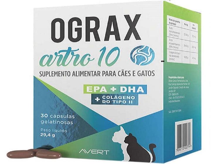 Imagem de Ograx artro 10  suplemento colageno caes e gatos 30 capsulas