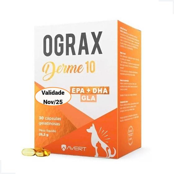 Imagem de Ograx Derme 10 Avert 30 Cápsulas Suplemento para Cães e Gatos
