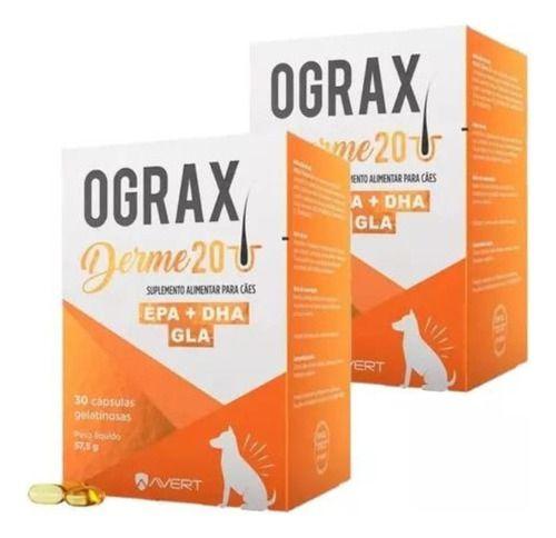Imagem de Ograx Derme 20 Suplemento Pele Cães Gatos Avert 30 Kit Com 2